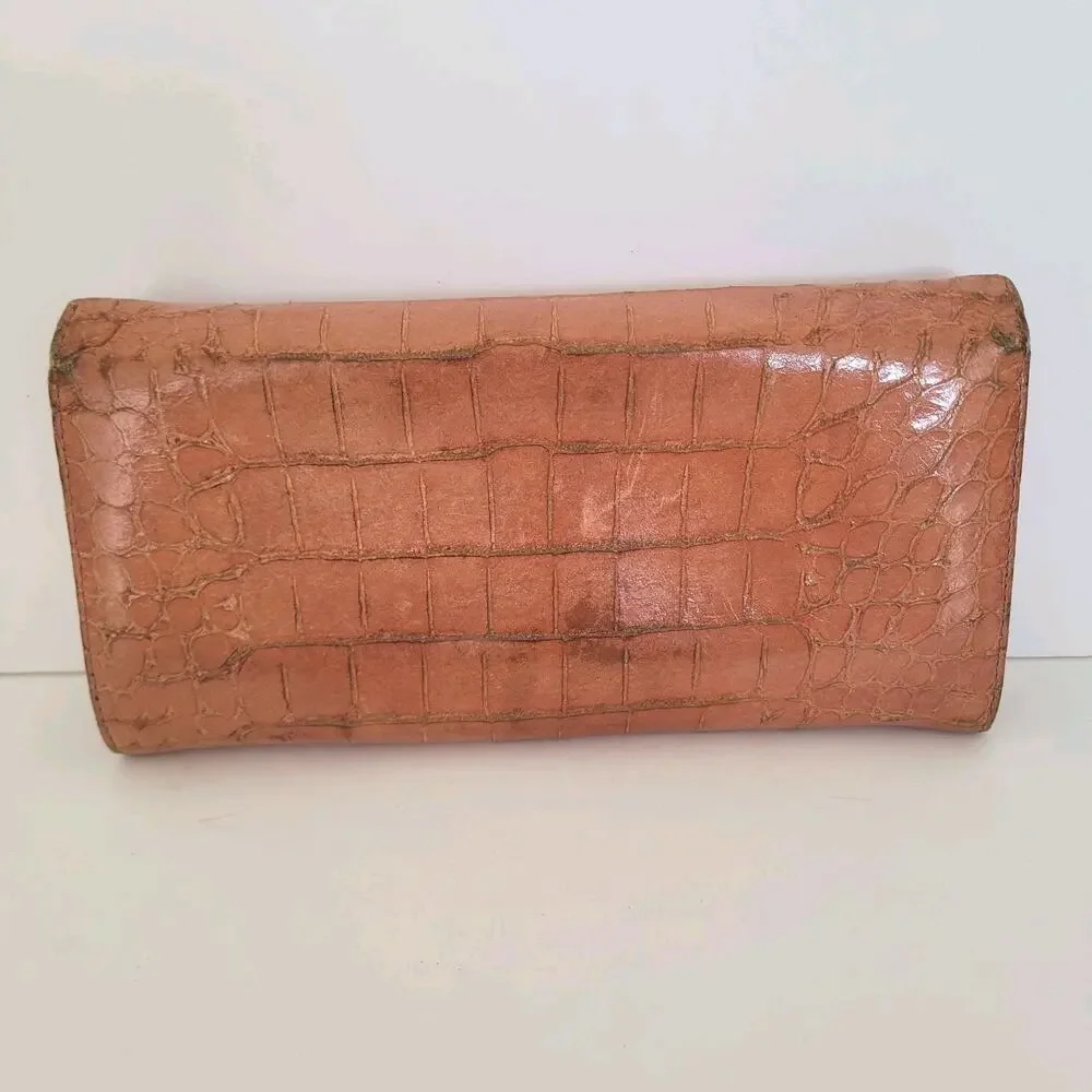 Miu Miu Croc-Embossed Leather Wallet in Light Brown